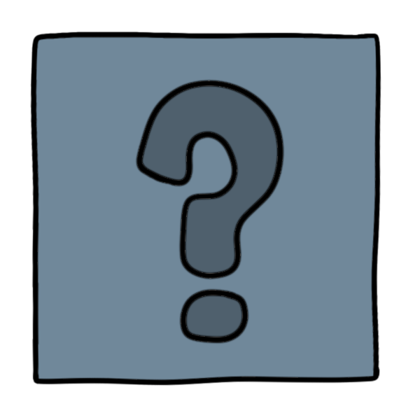 A light blue square with a darker blue question mark on it.